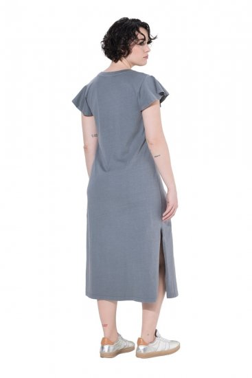 Ulla Popken 852218 Robe mi-longue à manches courtes Gris - Robes midi - Robes midi grande taille