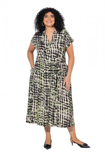 Ulla Popken 852257 Robe longue imprimée Taupe - Robes maxi - Robes maxi grande taille