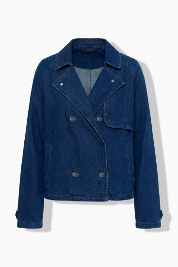 Ulla Popken 852266 Veste en jean croisée style trench Bleu denim - Vestes - Vestes femme grande taille