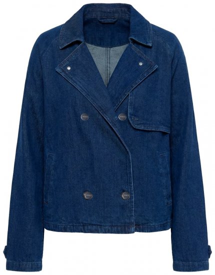 Ulla Popken 852266 Veste en jean croisée style trench Bleu denim - Vestes - Vestes femme grande taille
