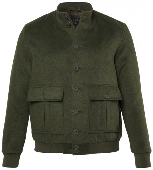 JP1880 852294 Veste en mélange de laine à col montant Vert kaki - Vestes - Vestes Homme Grandes Tailles