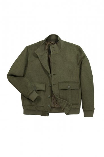 JP1880 852294 Veste en mélange de laine à col montant Vert kaki - Vestes - Vestes Homme Grandes Tailles