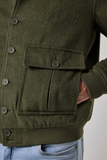 JP1880 852294 Veste en mélange de laine à col montant Vert kaki - Vestes - Vestes Homme Grandes Tailles