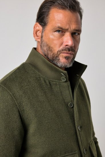 JP1880 852294 Veste en mélange de laine à col montant Vert kaki - Vestes - Vestes Homme Grandes Tailles