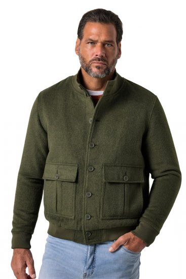 JP1880 852294 Veste en mélange de laine à col montant Vert kaki - Vestes - Vestes Homme Grandes Tailles