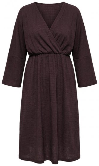 Ulla Popken 852307 Robe portefeuille à manches longues Brun acajou - Robes midi - Robes midi grande taille