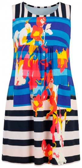Ulla Popken 852308 Robe en jersey rayée Bleu marine - Robes en jersey - 
