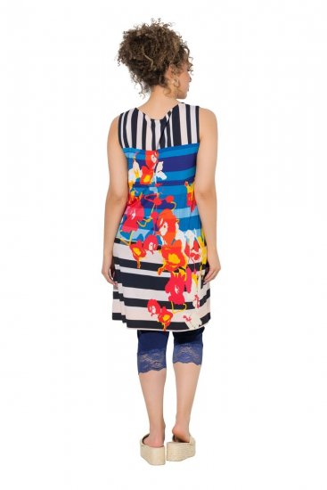 Ulla Popken 852308 Robe en jersey rayée Bleu marine - Robes en jersey - 