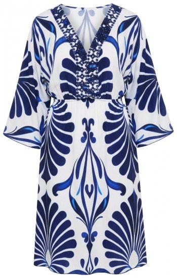 Ulla Popken 852314 Robe imprimée Blanc - Robes midi - Robes midi grande taille