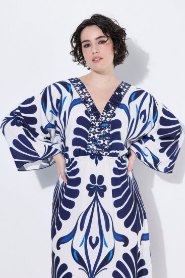 Ulla Popken 852314 Robe imprimée Blanc - Robes midi - Robes midi grande taille