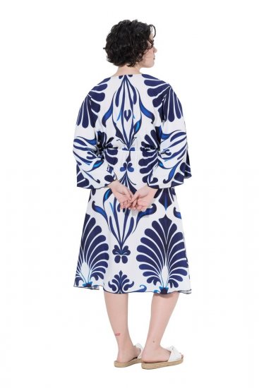 Ulla Popken 852314 Robe imprimée Blanc - Robes midi - Robes midi grande taille