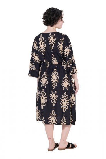 Ulla Popken 852315 Robe portefeuille imprimée Noir - Robes midi - Robes midi grande taille