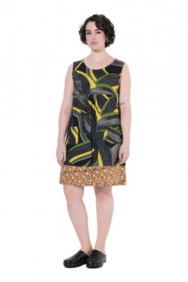 Ulla Popken 852329 Robe en jersey rayée Vert olive - Robes en jersey - 
