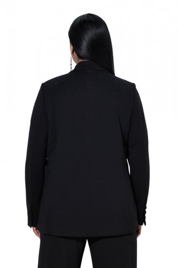 Ulla Popken 852498 Blazer à un bouton et strass Noir - Blazers - Blazers grande taille pour femme