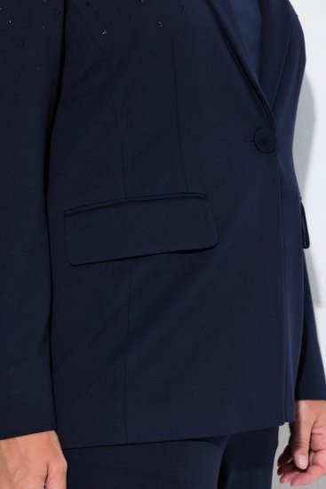 Ulla Popken 852498 Blazer à strass Bleu marine - Blazers - Blazers grande taille pour femme