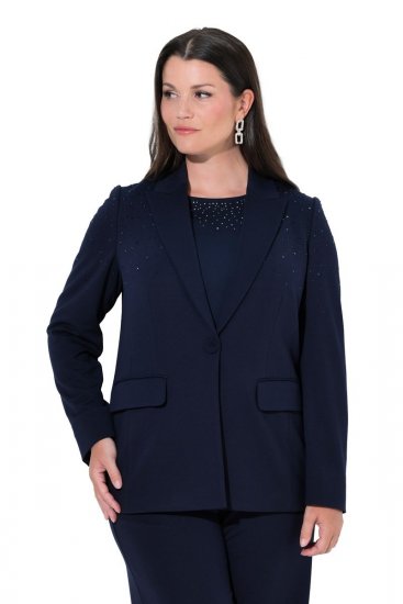 Ulla Popken 852498 Blazer à strass Bleu marine - Blazers - Blazers grande taille pour femme