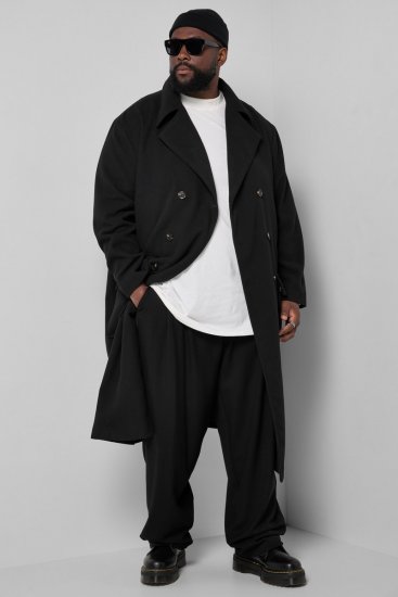 STHUGE 852519 Classique Manteau en laine Noir - Vestes - Vestes Homme Grandes Tailles