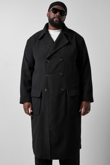 STHUGE 852519 Classique Manteau en laine Noir - Vestes - Vestes Homme Grandes Tailles