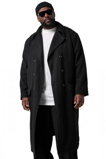 STHUGE 852519 Classique Manteau en laine Noir - Vestes - Vestes Homme Grandes Tailles