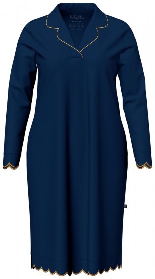 Ulla Popken 852526 Chemise de nuit à col chemise Bleu marine - Chemises de nuit - 