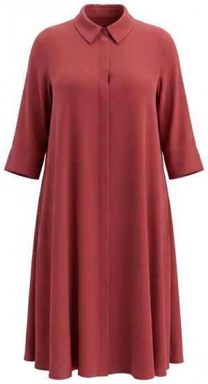 Ulla Popken 852542 Robe chemise à manches 3/4 Marron - Robes chemise -