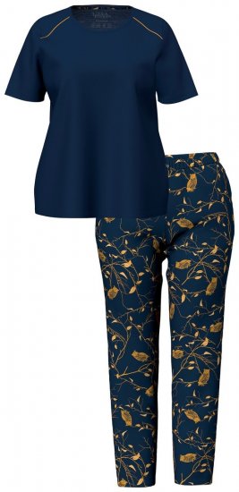 Ulla Popken 852577 Pyjama à motifs Bleu marine - Pyjamas/vêtements de détente - 