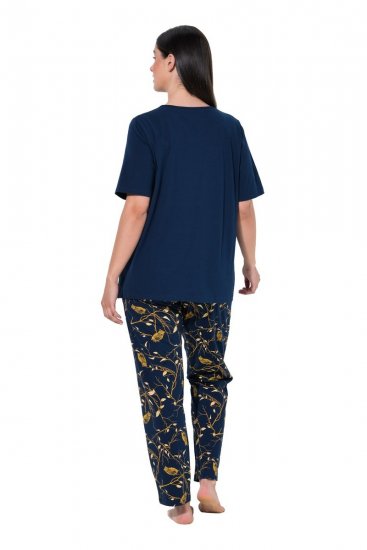 Ulla Popken 852577 Pyjama à motifs Bleu marine - Pyjamas/vêtements de détente - 