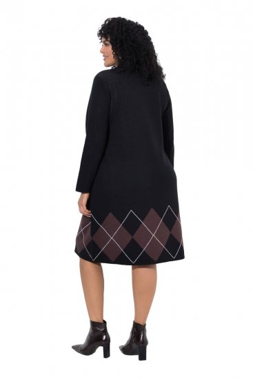 Ulla Popken 852597 Robe en maille imprimée à col roulé Noir - Robes en maille - 