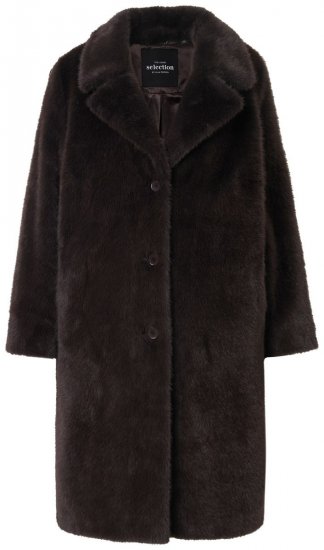 Ulla Popken 852605 Manteau en fausse fourrure Brun acajou - Manteaux - Manteaux femme grande taille