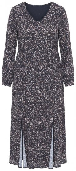 Ulla Popken 852606 Robe longue imprimée Noir - Robes maxi - Robes maxi grande taille