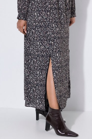 Ulla Popken 852606 Robe longue imprimée Noir - Robes maxi - Robes maxi grande taille
