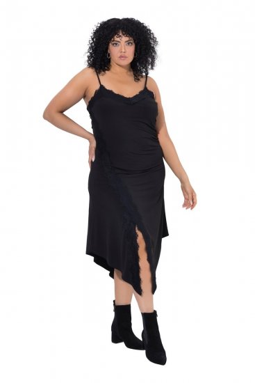 Ulla Popken 852636 Robe portefeuille Noir - Robes en jersey - 