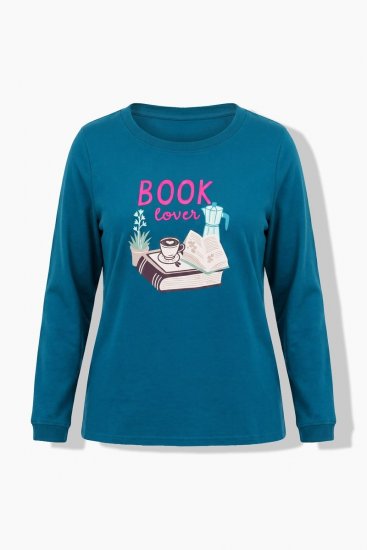 Ulla Popken 852710 Pull d'intérieur à manches longues Pétrole - Pyjamas/vêtements de détente - 