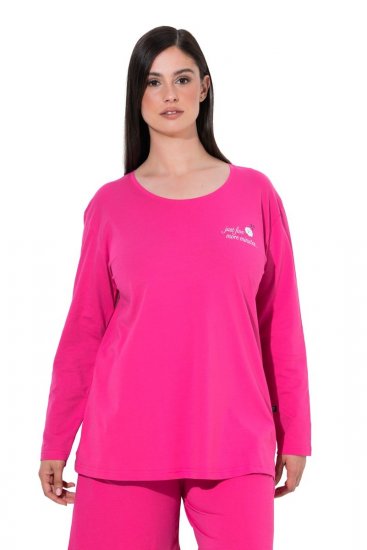 Ulla Popken 852747 Haut de pyjama à manches longues Rose - Pyjamas/vêtements de détente - 