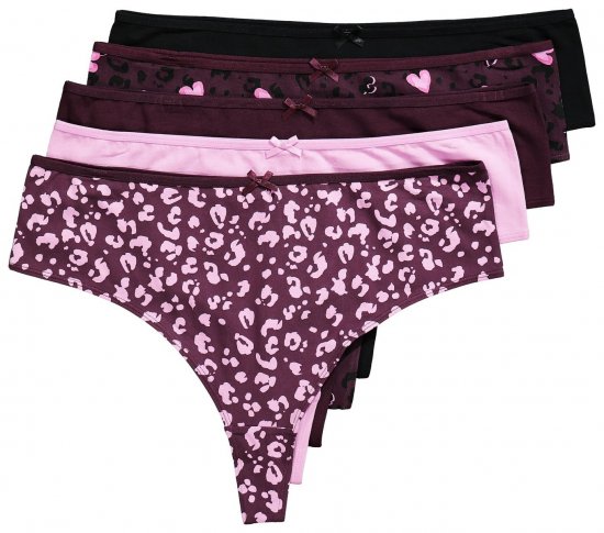 Ulla Popken 852758 Strings à motifs lot de 5 Prune - Culottes - 