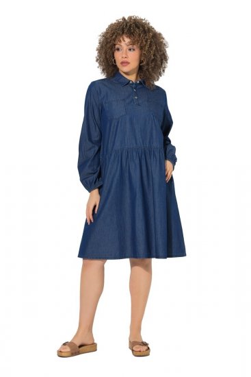 Ulla Popken 852768 Robe en jean trapèze à poches Bleu denim - Robes - Robes pour toutes les tailles