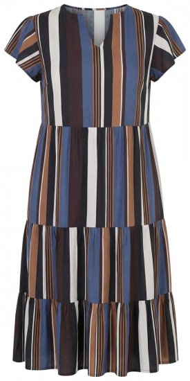 Ulla Popken 852771 Robe rayée à volants Bleu marine - Robes - Robes pour toutes les tailles
