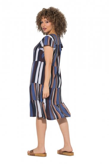 Ulla Popken 852771 Robe rayée à volants Bleu marine - Robes - Robes pour toutes les tailles