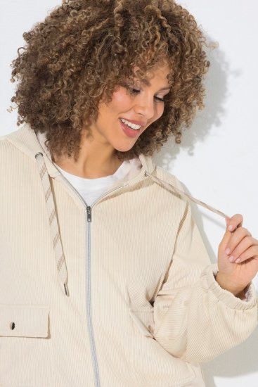 Ulla Popken 852802 Veste en velours côtelé Blanc cassé - Vestes - Vestes femme grande taille