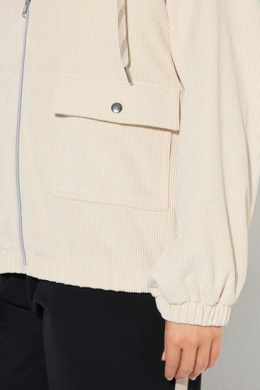 Ulla Popken 852802 Veste en velours côtelé Blanc cassé - Vestes - Vestes femme grande taille