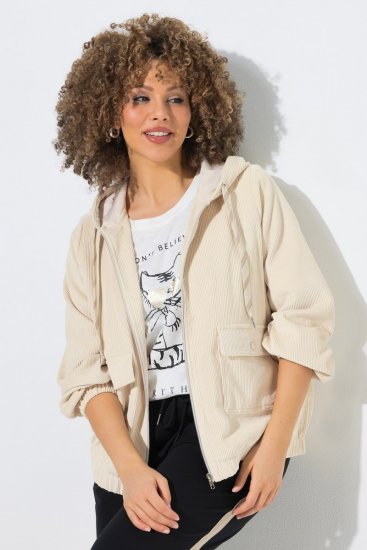 Ulla Popken 852802 Veste en velours côtelé Blanc cassé - Vestes - Vestes femme grande taille