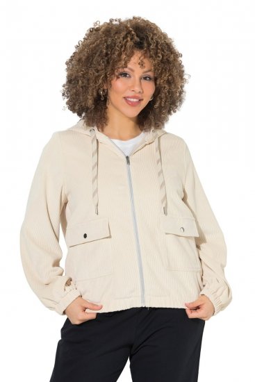 Ulla Popken 852802 Veste en velours côtelé Blanc cassé - Vestes - Vestes femme grande taille