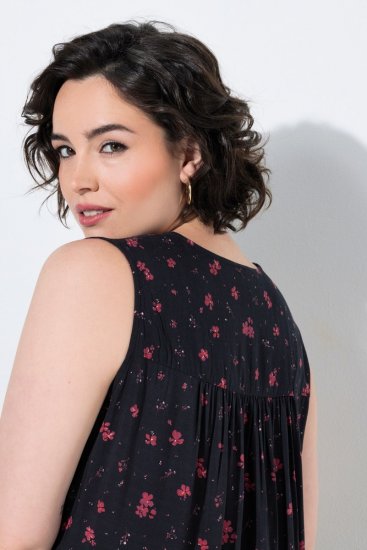 Ulla Popken 852824 Robe fleurie Noir - Robes d'été - Robes d'été grande taille