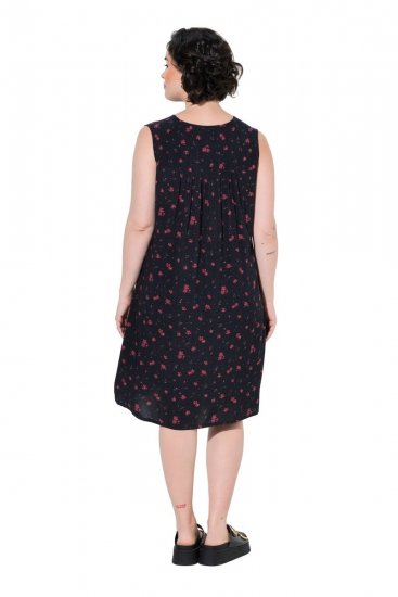 Ulla Popken 852824 Robe fleurie Noir - Robes d'été - Robes d'été grande taille