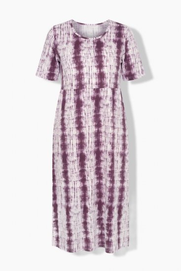 Ulla Popken 852854 Robe mi-longue rayée Marron - Robes midi - Robes midi grande taille