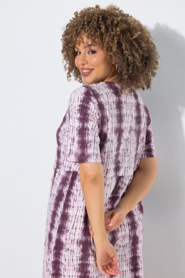 Ulla Popken 852854 Robe mi-longue rayée Marron - Robes midi - Robes midi grande taille