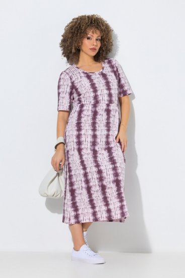 Ulla Popken 852854 Robe mi-longue rayée Marron - Robes midi - Robes midi grande taille