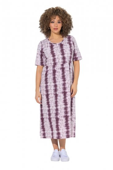 Ulla Popken 852854 Robe mi-longue rayée Marron - Robes midi - Robes midi grande taille