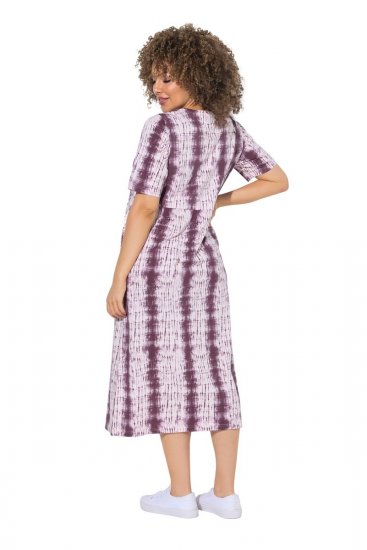 Ulla Popken 852854 Robe mi-longue rayée Marron - Robes midi - Robes midi grande taille