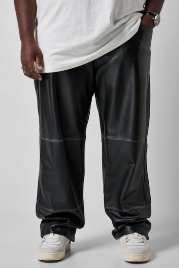 JP1880 853066 Pantalon en cuir à grandes poches arrière Noir - Pantalons en cuir pour homme en grandes tailles - Pantalons en cuir grande taille
